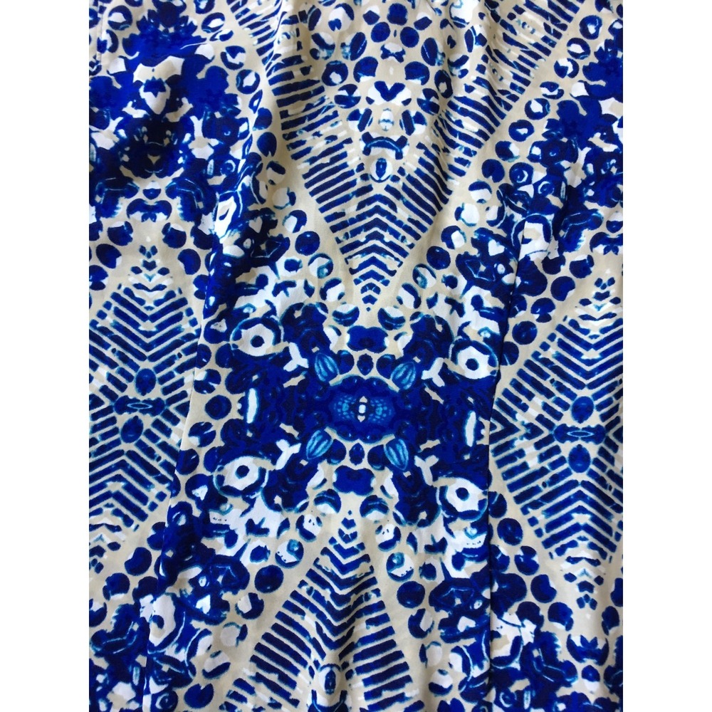 Cabi Blue Jewel Print Shirt Dress Women S 4 6 Button Up #422 Roll Tab Sleeve - Picture 10 of 10